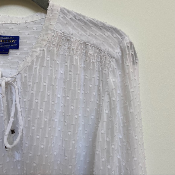 Pendleton White Swiss Dot Sheer Pullover‎ Blouse - Picture 5 of 8